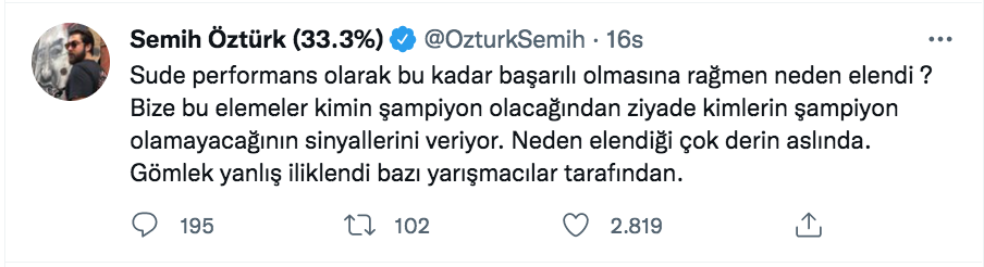 semih ozturk den sude burcu nun elenmesi ile ilgili dikkat ceken aciklama